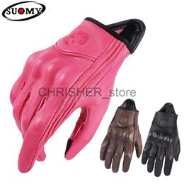 Gants de cyclisme SUOMY rétro cuir femmes gants de moto dame rose vélo électrique Guantes Moto Luvas Da Motocicleta vélo cyclisme mitaine x0824