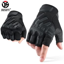 Gants de cyclisme Mitaines tactiques demi-doigts gants SWAT sans doigts armée militaire en caoutchouc de protection Airsoft vélo tir conduite hommes 231108