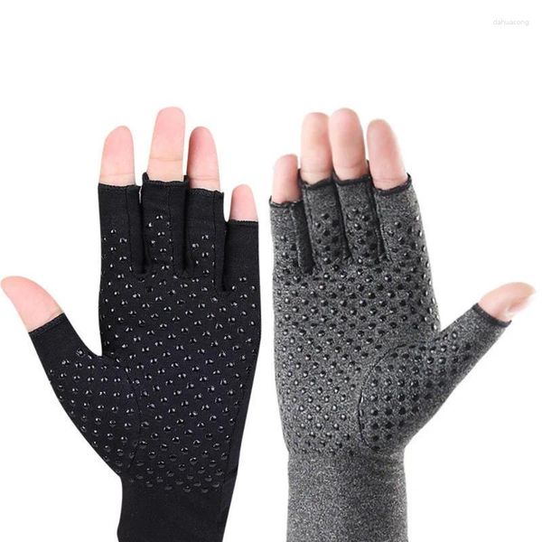 Guantes de ciclismo Pantalla táctil Manoplas de silicona antideslizantes Mano de compresión con manopla de medio dedo de presión cálida