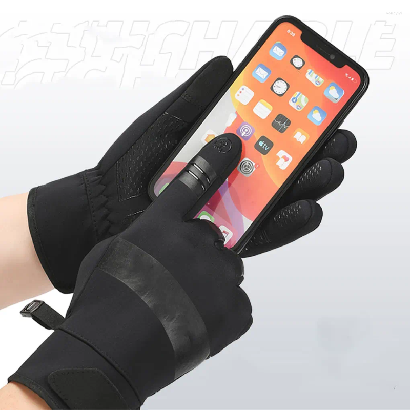 Cycling Gloves Touch Screen With Anti-Skid Silicone Particles For Better Grip Cold Defending And Warm Grey S