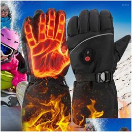 Gants de cyclisme Uni thermique étanche électrique chauffé coupe-vent USB charge pour le ski en plein air randonnée travail livraison directe Sports Ou Otpw4