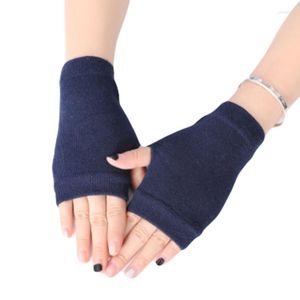 Cyclinghandschoenen Unisex katoenen gebreide vingerloze vaste kleur stretchy duimgat pols lengte rijden ritten handwarmers