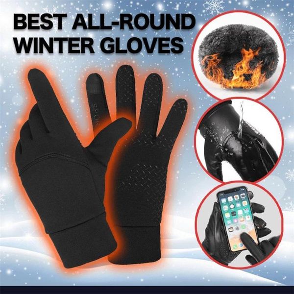 Guantes de ciclismo universal para todo clima pantalla táctil térmica duradero equipos de bicicleta de regalo de Navidad guantes impermeables de ciclo deportivo