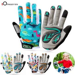 Fietshandschoenen Opgewaardeerd Kinderen Antislip Fietshandschoenen Volledige Vinger Gelvoering Handschoen Outdoor Road Mountainbike Leeftijd 2-11 Drop Ship 231204