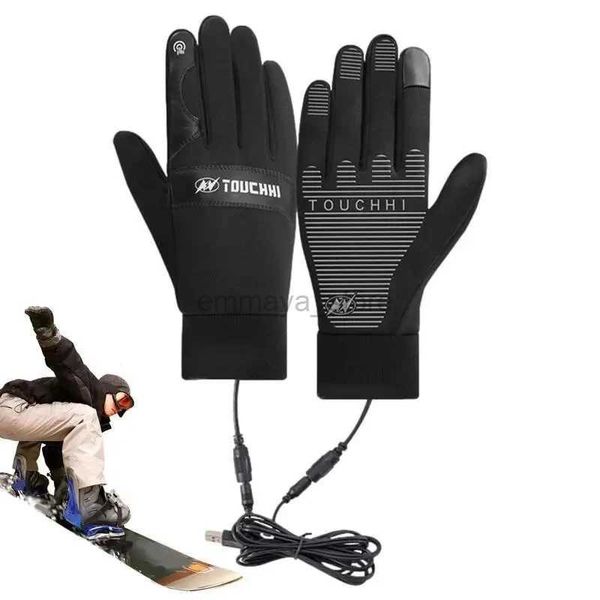 Guantes de ciclismo Guantes calentados por USB Pantalla táctil impermeable Guantes de snowboard de invierno Resistente al agua Acampar al aire libre Esquí Motocicleta Guante de bicicleta 240322