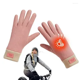 Guantes de ciclismo con pantalla táctil invernal cálida para mujeres y hombres suave a prueba de viento protección térmica de manualización