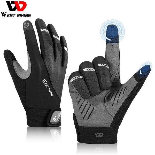 Gants de cyclisme WEST BIKING Vélo de montagne Gant de doigt complet Anti-dérapant Gant tactile antichoc Golf Cyclisme Crossfit Motorcyc Mitts Printemps Automne HKD230720