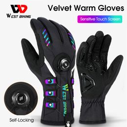 Gants de cyclisme WEST BIKING sarung tangan hangat pour pria olahraga sepeda moteur VTT layar sentuh penguncian otomatis Ski musulman dingin 230905