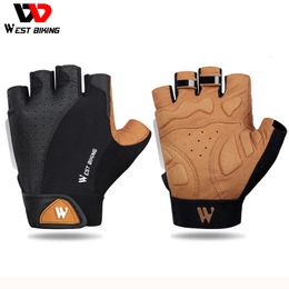 Cycling-handschoenen West Biking Biking Summer Cycling Gloves Half Finger Gym Sports Track Mitts For Men Women Non-Slip Ademende motorfietsfietshandschoenen 230518