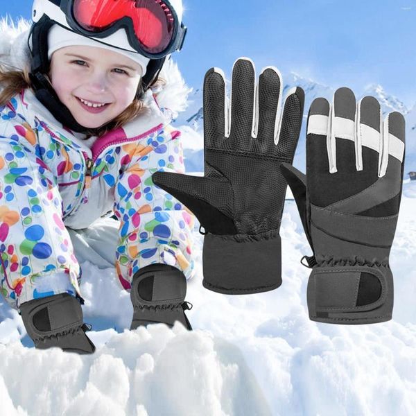 Guantes de ciclismo Guante de invierno Al aire libre Niños Niños Niñas A prueba de viento Cálido Thinsulate A prueba de agua Esquí de nieve voluminoso con gancho y lazo