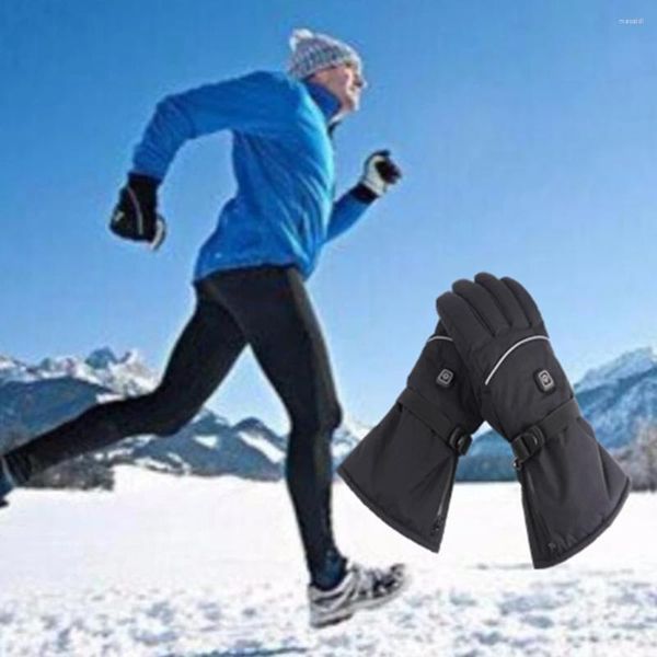 Guantes de ciclismo de invierno calentados a prueba de viento cálidos térmicos de 3 niveles de temperatura ajustable con batería pantalla táctil calefacción