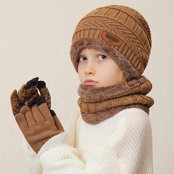 Guantes de ciclismo Invierno Niños Bufanda Sombreros Neat Knitting Craft Calentamiento Gorro infantil para exteriores
