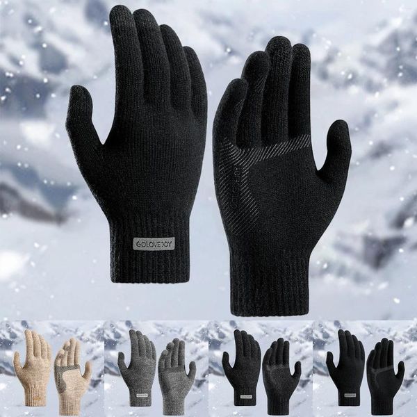 Gants de cyclisme en hiver tricot à crochet pour hommes chauds h laine d'équitation