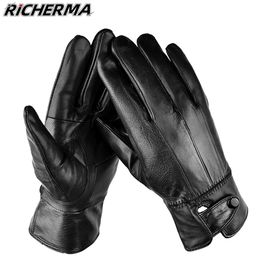 Guantes de ciclismo motocicleta de invierno impermeable piel de oveja cuero moto polar conducción cálida para hombres mujeres mitones 231031