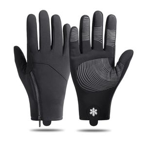 Fietsenhandschoenen Winter Outdoor Professionele Heren Diagonale Rits Waterdicht en Warm Ski Antislip Zwart Grijs