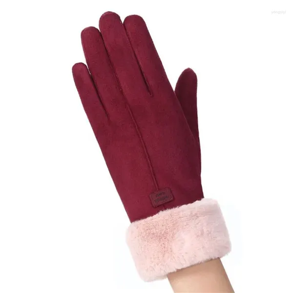 Guantes de ciclismo para hombre y mujer, manoplas reflectantes gruesas con pantalla táctil cálida y deportiva para correr y ciclismo, manopla peluda para invierno