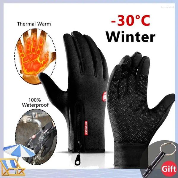 Gants de cyclisme thermiques pour vélo, écran tactile chaud, doigt complet, imperméables, pour le ski en plein air, la pêche, la moto, l'équitation, hiver