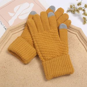 Guantes de ciclismo invierno cálido bicicleta mujer antideslizante pantalla táctil mujer Cachemira lana tejido guante deportivo dedo completo