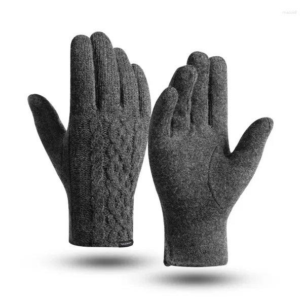 Gants de cyclisme hiver chaud cachemire tricoté équitation en plein air coupe-vent pour hommes femmes Plus velours épais Couple écran tactile