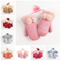 Gants de cyclisme hiver chaud mitaine pour enfants mignon enfants garçon filles Simle extérieur doigt complet gant rose gris noir