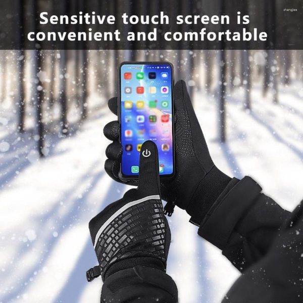 Gants de cyclisme hiver velours imperméable S-XL écran tactile chaud doigt complet pour le ski moto équitation