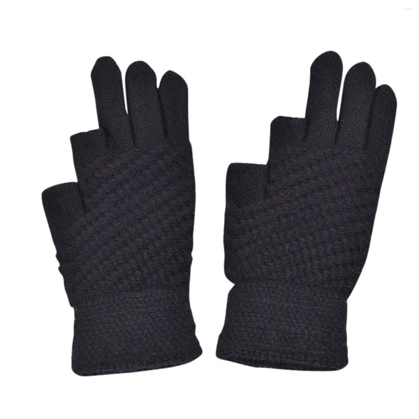 Gants de cyclisme hiver femmes tricoté écran tactile de haute qualité sans doigts épaissir chaud laine cachemire solide hommes affaires automne