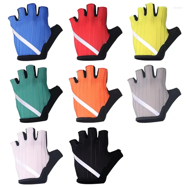 Gants de cyclisme avec bande réfléchissante, pour hommes et femmes, demi-doigt, respirants, résistants aux chocs, pour vélo de route et de montagne, été