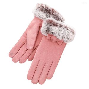 Gants de cyclisme femme 1 paire tendance couleur unie anti-dérapant hiver garder au chaud écran tactile tenue quotidienne