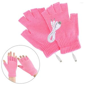 Guantes de ciclismo Mujeres Hombres Calefacción eléctrica Invierno Cálido USB Calentado Sin dedos 5V Recargable Para deportes Esquí Correr