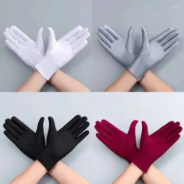 Gants de cyclisme pour hommes à l'équitation en noir et blanc d'été mince du poignet de la crème solaire