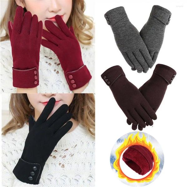 Guantes de ciclismo para mujer invierno cálido pantalla táctil forro polar guantes térmicos conducción esquí a prueba de viento