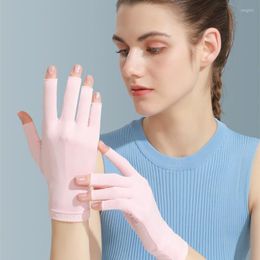 Gants de cyclisme d'été valables femmes Protection UV protecteur pour ongles demi-doigt Style sélection multicolore matériau en Nylon lavable