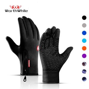 Gants de cyclisme WorthWhile Gants de cyclisme d'hiver vélo chaud écran tactile gant complet imperméable à l'eau en plein air vélo ski moto équitation 231023