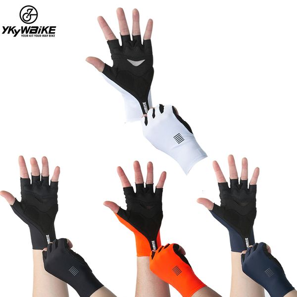 Gants de cyclisme YKYWBIKE Gants de cyclisme VTT Vélo Noir Blanc Gants Sport Demi Doigt Vélo Goves Hommes Femmes Respirant Antichoc Gants 230620