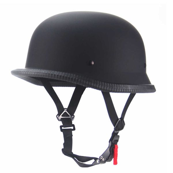 Casques de cyclisme 1X M/L/XL casque de moto Vintage Cruiser demi-visage casque allemand casque de moto noir brillant style de voiture DOT L221014