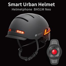 Fietshelmen 2023 BH51M Smart Fietshelm met Auto Sensor LED Bluetooth SOS Alert MTB Motor Fiets Scooter 231213