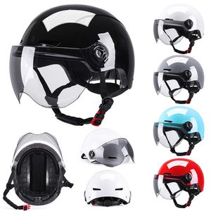 Cycling helmen volwassen elektrische motorfiets helmen halve helm scooter motor crash helmhelmemetor moto fiets verwijderbare spiegel harde hoed voor outdoor sport p230419