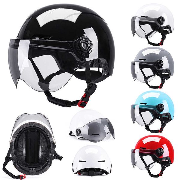 Cascos de ciclismo Adultos Cascos de motocicleta eléctrica Medio casco Scooter Motor Crash Helmetor Moto Bike Espejo extraíble Sombrero duro para deportes al aire libre P230419