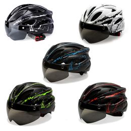 Cycling Helmets Casco de bicicleta Hombres transpirables Mujeres Gafas extraíbles Lente MTB Road Bike con luz LED 230717