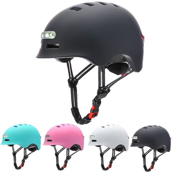 Casques de vélo Casque de vélo LED Lumières Vélo Smart Route Casque de vélo Phare Feu arrière pour Scooter Moto Vélo 221109