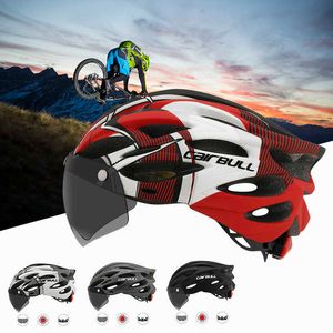 Cycling helmen fietshelm met glazen achterlicht intergrally gemold fietshelm Mountain Road Bike Helmet Sport Safe Hat For Man P230419