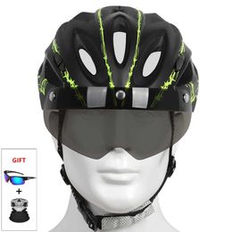 Cycling helmen fietshelm met een bril Ultralight Patroon MTB Bike Helmet Riding Mountain Road Bike Integraal gevormde fietshelmen P230419