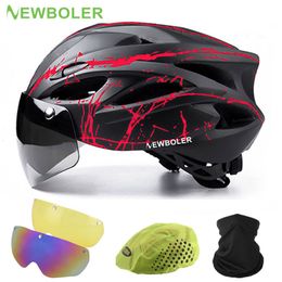 Casques de cyclisme BOLER casque de vélo homme femmes sécurité en plein air moto vélo lentille amovible visière route de montagne 230605