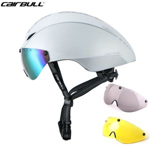 Casques de cyclisme CAIRBULL TT casque lunettes Aero route casques de vélo course cyclisme vélo sport casque de sécurité cyclisme 54-60 cm ML blanc réglable 230904