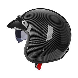 Fietsen helmen koolstofvezel patroon motorcyc helm open face scooter casco piloot mannen motor capacete de moto fabriek direct l221014