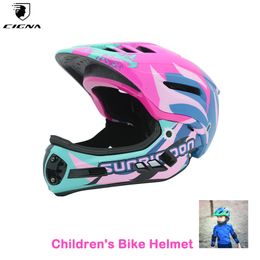 Cycling Helmets kinderbalansfietshelm Volledig gezicht half vrije schakelaar veilig dop met achterste licht rijdende beschermingsversnellingsbeschermingsapparatuur 230814