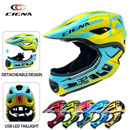 Fietshelmen CIGNA TT32 PRO Kinderen Integraalhelm Casco Mtb USB Licht Afneembaar Kinderen Fiets Fietsen Veiligheid Loopfiets Helm 230614