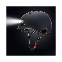 Casques de cyclisme Casques de cyclisme Vélo Lumière d'avertissement lumineuse Motos Vélo VTT Route Scooter électrique Nce Voiture Casco Casquette de sécurité Dhhuv