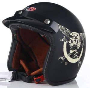 Cycling helmen stip goedgekeurd open motorfiets helm retro scooter jet open gezicht schedel helm motor riding capacete moto abs materiaal t221107