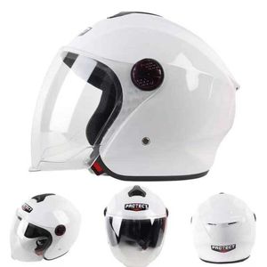 Casques de vélo Casques de moto électrique Casque Open Face Hommes Double Lentille Moto motocross vintage Moto Casque Casco Safety Cap T221107